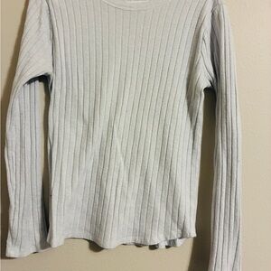 Zenana brand  Ribbed Light white  Long Sleeve Top women’s large